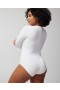 Body Ribbed Long-Sleeve V-Neck Bra Bodysuit Big Cab | Women Soma Tops & Bodysuits