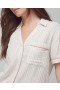 Cotton Gauze Short-Sleeve Notch Collar Dbl Cloth Bw Stripe | Women Soma Pajama Tops