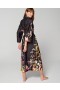 Satin Long Robe Botanica Placement Black | Women Soma Lingerie