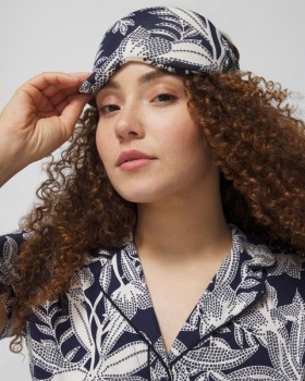 Cool Nights Eyemask Patterned Palms Navy | Women Soma Slippers & Accessories