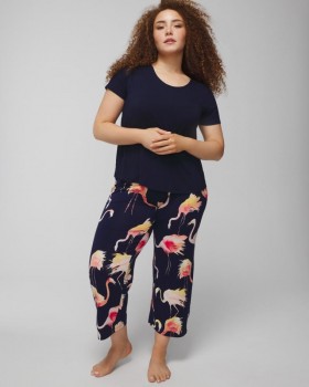 Cool Nights Short-Sleeve + Cropped Pants Set Shadow Flora M Meta/poppy | Women Soma Matching Sets & Separates