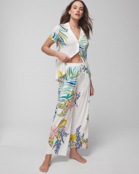 Cool Nights Wide-Leg Ankle Pants Lemon Squeeze Grand Ivory | Women Soma Matching Sets & Separates
