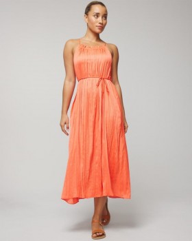Crinkle Satin Pleated Tie Midi Bra Dress Making Waves | Women Soma Midi Dresses