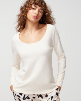 Embraceable Long-Sleeve Pajama Top Poet Pink | Women Soma Pajama Tops