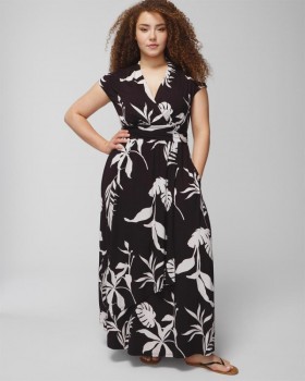 Soft Jersey Band Maxi Bra Dress Shadow Flora Black | Women Soma Long Dresses