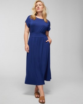 Soft Jersey Classic Crewneck Midi Bra Dress True Blue | Women Soma Midi Dresses