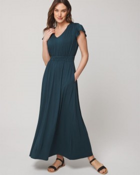 Soft Jersey Flutter Sleeve Maxi Bra Dress Dark Harbour | Women Soma Long Dresses