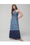  Vestido longo com alças finas e sutiã Bella Stamp Border Azul | Vestidos longos femininos Soma