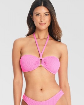Halter franzido azul Castro rosa | Soma Swim feminino