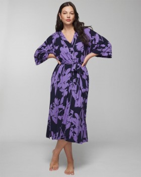  Robe longo Cool Nights Silhouette Floral Azul-marinho | Conjuntos e peças separadas Soma para mulheres