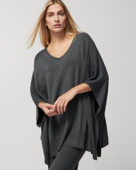  Poncho luxuoso e macio com decote em V Woodland | Suéteres e jaquetas Soma femininos