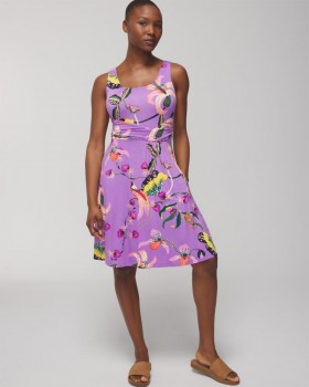  Vestido curto império drapeado em jersey macio Painted In Paradise G Nvy | Vestidos curtos femininos Soma