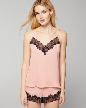 Gearrthóga Pijama Satin Crincleach le Baile Áthas Lace, Lavender Fiáin | Lingerie Soma do Mhná