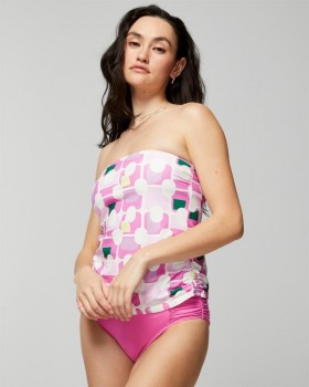  Tankini Bandeau Snámha Soma Geo Fresco Tickled Pink | Soma Swim do Mhná