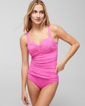  Costume intero arricciato Bleu Rod Kore con brillantini rosa | Costume da bagno Soma da donna