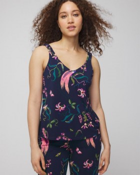  Canotta con spalline arricciate Cool Nights, motivo palme blu navy | Set coordinati e separati da donna Soma