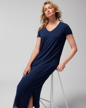  Camicia da notte lunga a maniche corte Cool Nights Nightfall Navy | Camicie da notte Soma da donna