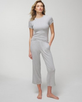  Pantaloni corti in maglia a coste leggera color grigio mélange | Set coordinati e separati da donna Soma