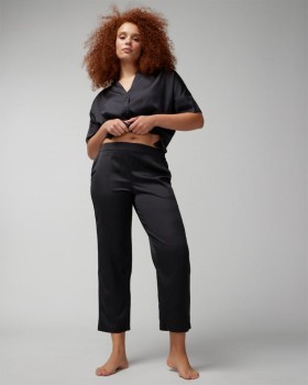  Pantaloni del pigiama in raso alla caviglia neri | Pantaloni del pigiama Soma da donna