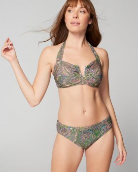 Slip bikini arricciato Soma Swim con motivo ornamentale Paisley G Lime | Donna Soma Swim