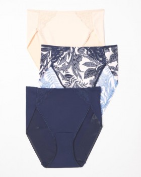  Slip a gamba alta Vanishing Tummy con pizzo, confezione da 3, colore nero | Mutandine Soma da donna