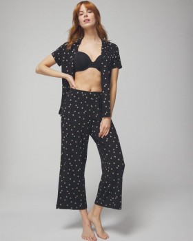 Cool Nights Cropped Pants Plumeria Dot Black | Dame Soma Matchende Sett og Separater