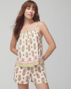  Cool Nights Smocked Cami Paisley Blomsterkant Ws | Dame Soma Matchende Sett og Separater
