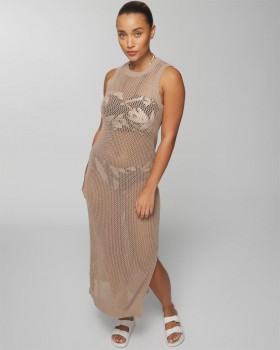  Soma Swim bomulls heklet maxi-cover-up nøytral | Dame Soma Swim