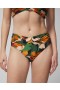  Slipul de bikini Soma Swim cu imprimeu frontal răsucit Curves Ahead Green pentru femei | Soma Swim