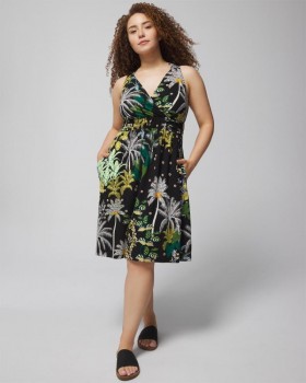 Rochie scurtă din jerseu moale cu bretele încrucișate la spate, Oasis Palms G, neagră/ws | Rochii scurte Soma pentru femei