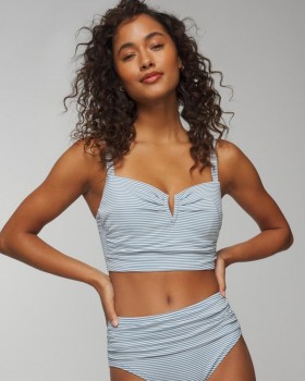  Dámske plavky Soma Seersucker V-Wire Cropped Blue Stripe |