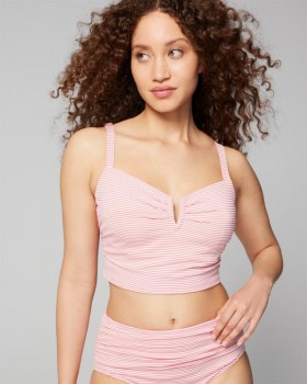  Dámske plavky Soma Seersucker V-Wire Cropped Blue Stripe |