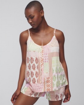 Rayon Challis Cami Savršena Patchwork bijela veličina S | Ženski Soma setovi i odvojeni komadi odjeće