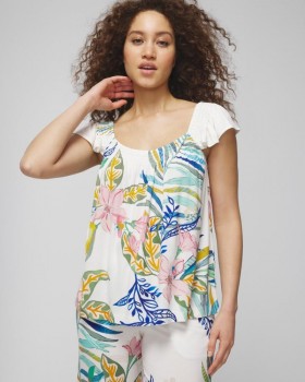  Cool Nights Smocked Ruffle Cami Lemon Squeeze Grand Elfenben | Dam Soma Matchande Set & Separat