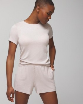  Lätta ribbstickade shorts i heather opalgrå | Dam Soma matchande set och separata plagg