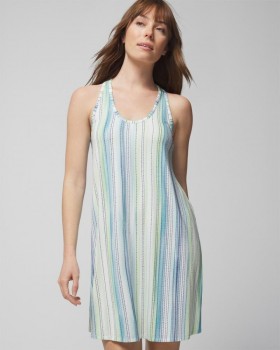  قميص نوم Cool Nights Tank من Dreamland Stripe Blue | قمصان نوم Soma نسائية