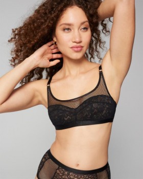 Podprsenka Bralette smíšená technika černá | Dámské podprsenky Soma