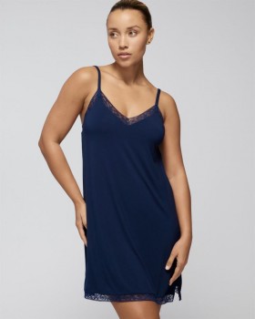  Cool Nights Lace Trim Chemise Nightfall Navy | Dame Soma Matchende Sæt & Separater