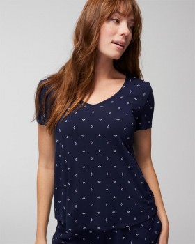  Cool Nights Printed Kortærmet T-shirt Shine Bright Lavender | Dame Soma Matchende Sæt & Separater