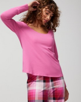  Embraceable langærmet pyjamastop i poet pink | Dame Soma pyjamastoppe