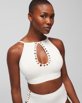 Blauwe Rod Pulling Strings Knoop Crop Top Kokoswater | Dames Soma Swim