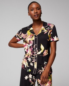  Cool Nights Capri met korte mouwen, print en inkepingkraag, streep in zachtroze | Soma bijpassende sets en losse items voor dames