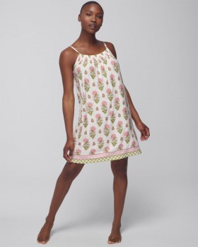  Cool Nights Smocked Neck Chemise Paisley Floral Border Ws | Dames Soma Matching Sets & Losse Items