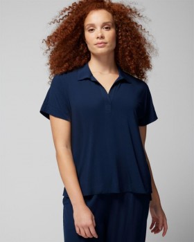  Cool Nights Split-Neck T-shirt met korte mouwen, Nightfall Navy | Dames Soma Matching Sets & Losse Items