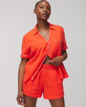  Katoenen gaas shorts Island Guava | Dames Soma bijpassende sets en losse items