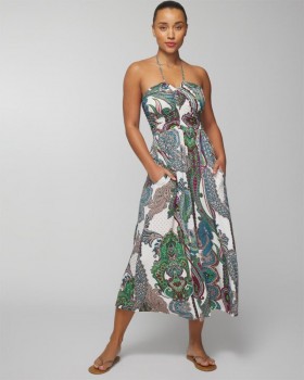  Zachte Jersey Halter Tie Midi Bh Jurk Cherished Stripe Coconut | Dames Soma Midi Jurken