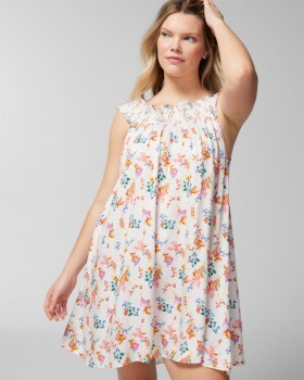  Geweven Smock Mouw Slaapshirt Nectarine Zest | Dames Soma Slaapshirts