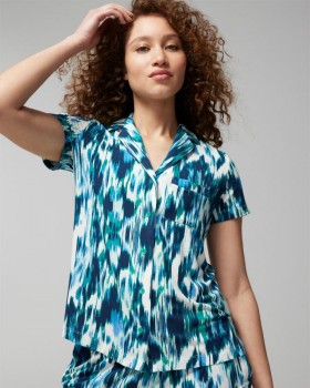  Cool Nights lyhythihainen lovi kaulus Plumeria Dot musta | Naisten Soma-pyjamatopit