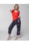  Pantalon de pyjama court Cool Nights Merry Dot G bleu marine/ivoire | Ensembles et vêtements assortis Soma pour femme