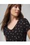 Chemise de nuit manches courtes Cool Nights Plumeria Dot Noir | Chemises de nuit Soma pour femme